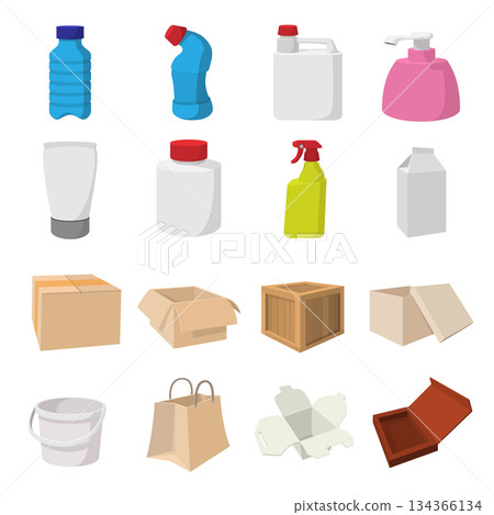 Packaging cartoon icons set 134366134