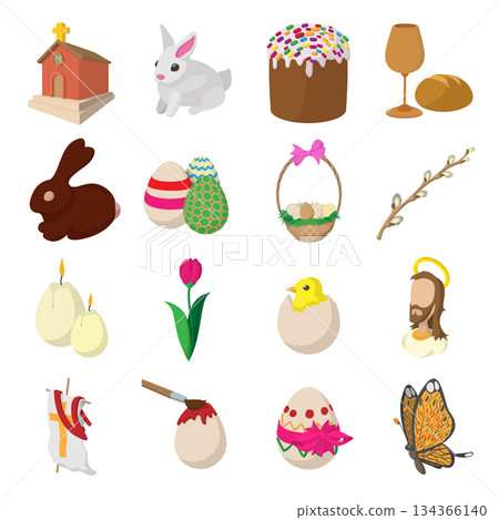 Easter cartoon icons 134366140