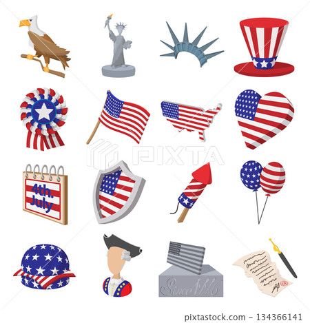 Independence day cartoon icons 134366141