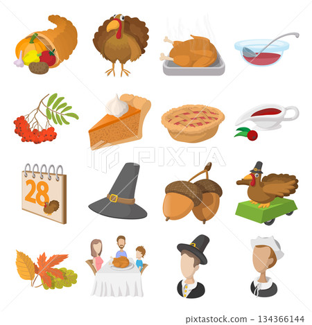 Thanksgiving day cartoon icons Thanksgiving day cartoon icons 134366144