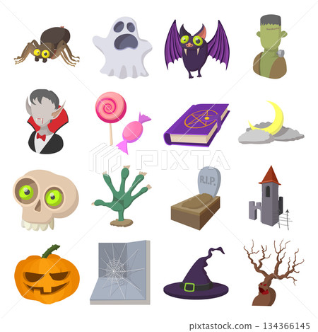 Halloween cartoon icons 134366145