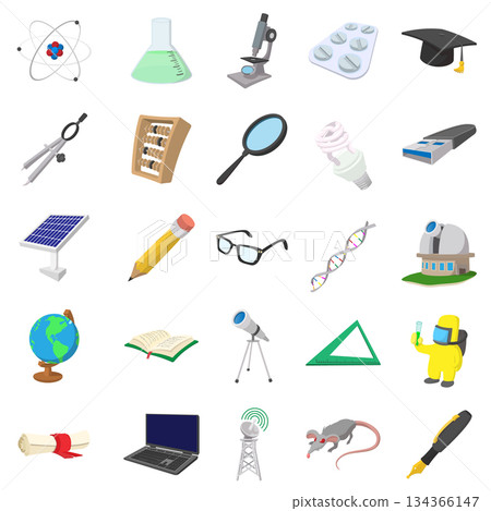 Science icons set, cartoon style Science icons set, cartoon style 134366147