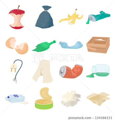 Garbage set icons Garbage set icons 134366151