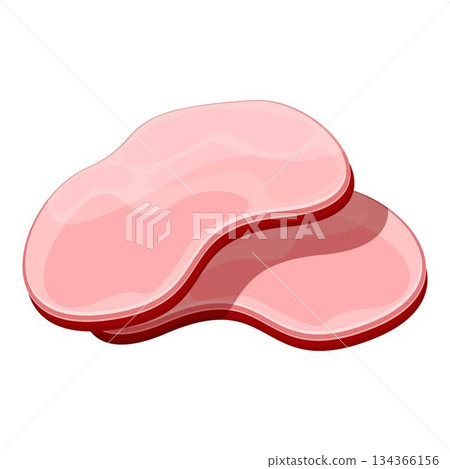 Two slices of ham are lying on top of each other 134366156