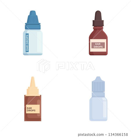 Collection of ear drops bottles illustration 134366158