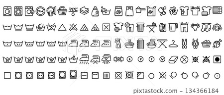 Laundry icons set, outline style 134366184