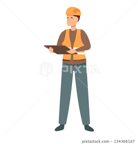 Construction site supervisor holding digital tablet, managing and overseeing building project Construction site supervisor holding digital tablet, managing and overseeing building project 134366187