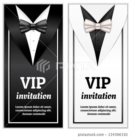 Elegant bowtie banner set, realistic style 134366192