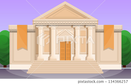 Old museum concept banner, cartoon style Old museum concept banner, cartoon style 134366257