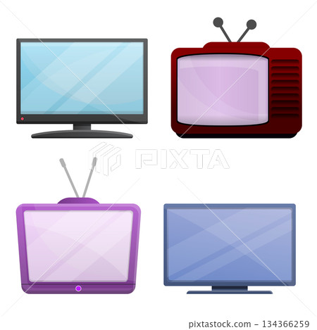 Home movie icons set, cartoon style 134366259