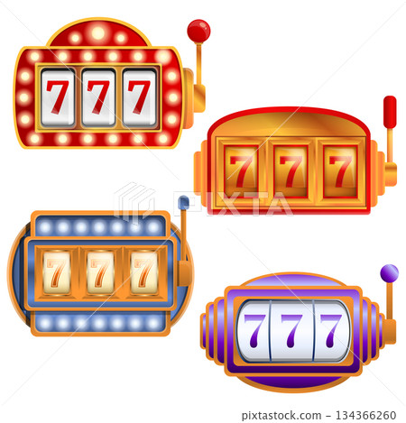 Slot machine icons set, cartoon style Slot machine icons set, cartoon style 134366260