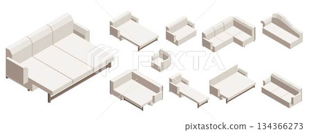 Sofa icon set, isometric style 134366273