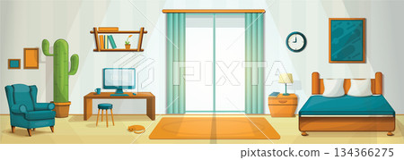 Interior room concept background, cartoon style 134366275