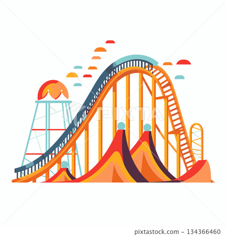 Exciting day at the Amusement Park featuring a thrilling Roller Coaster Ride 134366460