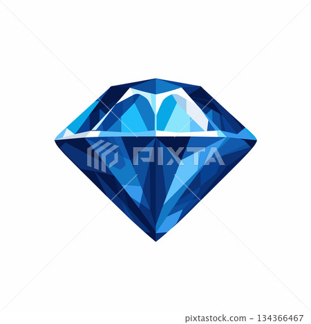 Isolated cartoon illustration showing a beautiful, blue sapphire gem on white background 134366467