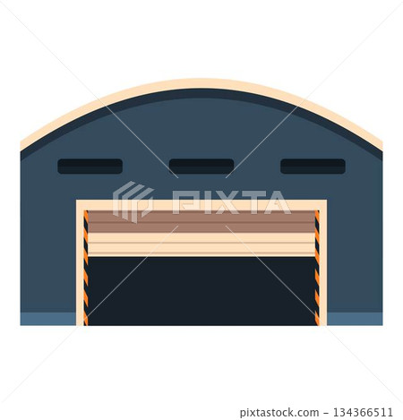 Large industrial building with closed roller shutter door Large industrial building with closed roller shutter door 134366511