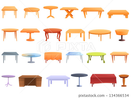 Table icons set, cartoon style 134366534