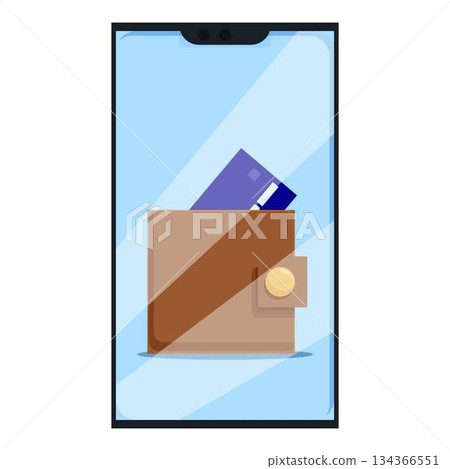 Smartphone showing wallet with credit card for online payment 134366551