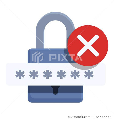 Access denied padlock password icon cartoon vector. Safety security Access denied padlock password icon cartoon vector. Safety security 134366552