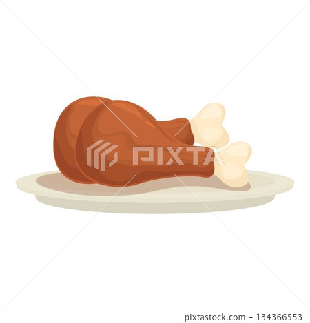 Two roasted chicken legs lying on a round plate Two roasted chicken legs lying on a round plate 134366553