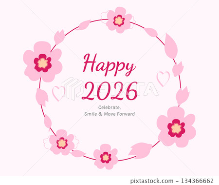 happy 2026 floral new year greeting background happy 2026 floral new year greeting background 134366662