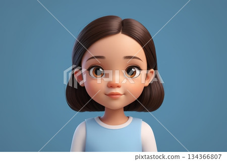 Close-up of a cartoon-style smiling girl 134366807
