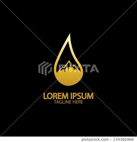 Water drop with mountain river icon Logo vector illustration for water business stock illustration 134366966