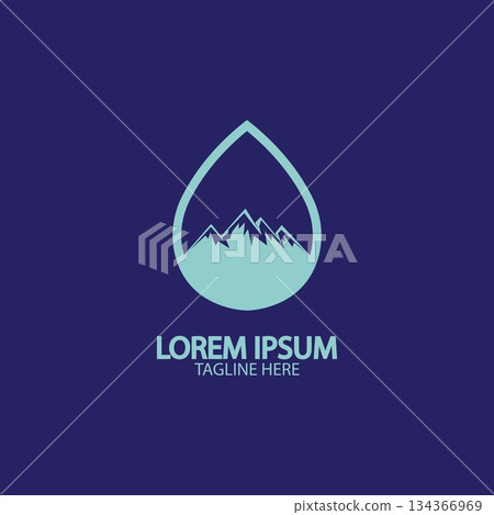 Water drop with mountain river icon Logo vector illustration for water business stock illustration 134366969
