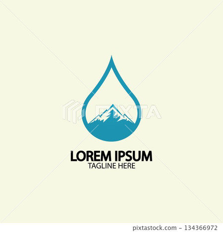 Water drop with mountain river icon Logo vector illustration for water business stock illustration 134366972