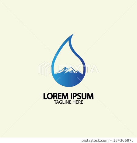 Water drop with mountain river icon Logo vector illustration for water business stock illustration 134366973