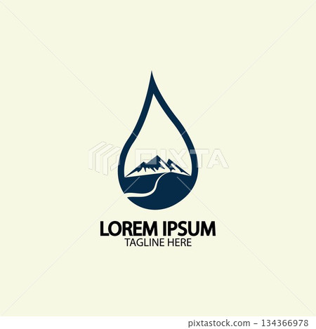 Water drop with mountain river icon Logo vector illustration for water business stock illustration Water drop with mountain river icon Logo vector illustration for water business stock illustration 134366978