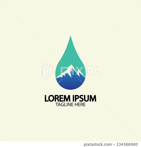 Water drop with mountain river icon Logo vector illustration for water business stock illustration Water drop with mountain river icon Logo vector illustration for water business stock illustration 134366980