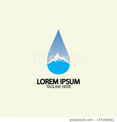 Water drop with mountain river icon Logo vector illustration for water business stock illustration Water drop with mountain river icon Logo vector illustration for water business stock illustration 134366981