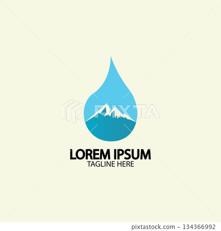 Water drop with mountain river icon Logo vector illustration for water business stock illustration Water drop with mountain river icon Logo vector illustration for water business stock illustration 134366992