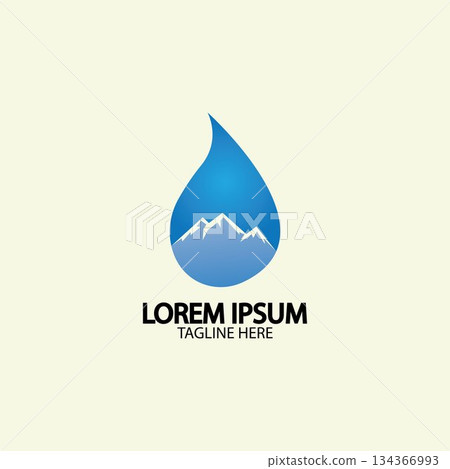 Water drop with mountain river icon Logo vector illustration for water business stock illustration Water drop with mountain river icon Logo vector illustration for water business stock illustration 134366993