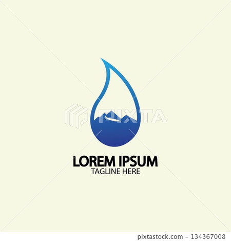 Water drop with mountain river icon Logo vector illustration for water business stock illustration Water drop with mountain river icon Logo vector illustration for water business stock illustration 134367008