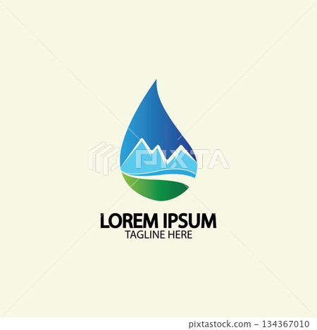 Water drop with mountain river icon Logo vector illustration for water business stock illustration Water drop with mountain river icon Logo vector illustration for water business stock illustration 134367010