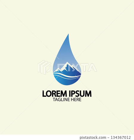 Water drop with mountain river icon Logo vector illustration for water business stock illustration Water drop with mountain river icon Logo vector illustration for water business stock illustration 134367012