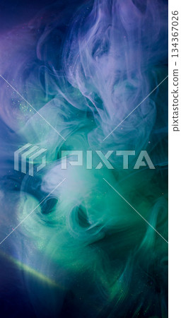 Glitter paint steam. Cloud smog. Blur purple blue color ink shimmering swirling liquid floating on abstract acrylic art background. Glitter paint steam. Cloud smog. Blur purple blue color ink shimmering swirling liquid floating on abstract acrylic art background. 134367026