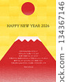 New Year's card closing, New Year's card for the Year of the Horse 2026, Red Fuji and the first sunrise 134367146