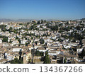 Albaicin, a row of white-walled houses in Granada 134367266