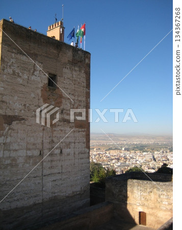 Alhambra's Tower of Vela and Granada cityscape Alhambra's Tower of Vela and Granada cityscape 134367268