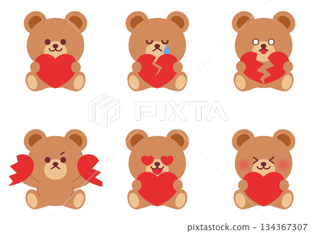 一隻熊抱著一顆心的插圖 134367307