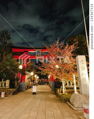 Tomioka Hachimangu Shrine in Koto Ward, Tokyo on an autumn night Tomioka Hachimangu Shrine in Koto Ward, Tokyo on an autumn night 134367314