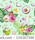 Summer watercolor illustration from the flamingo series 134367346