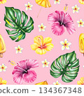 Summer watercolor illustration from the flamingo series 134367348