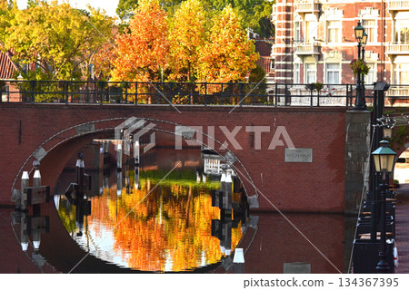 European-style autumn foliage scenery at a theme park European-style autumn foliage scenery at a theme park 134367395