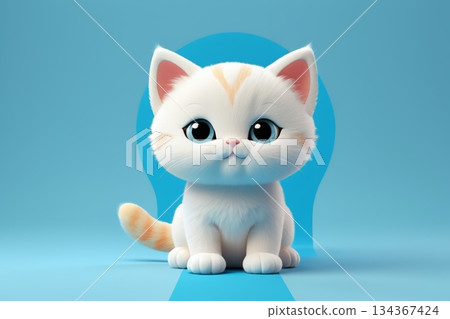 可爱卡通小猫形象素材 134367424