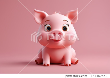 可爱卡通小猪形象素材 134367449