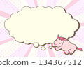 Illustration of a sleeping horse dreaming with a speech bubble 134367512